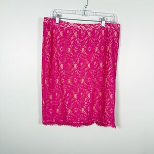 Joie Skirt Lace Pink Overlay Size L Romantic Work Office Mesh